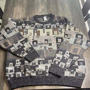 Vintage Barneys New York Wool Men's Abstract Pattern Sweater